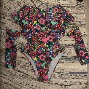 NWT Rainbow Rave Bodysuit by Lime Blonde with sleeves